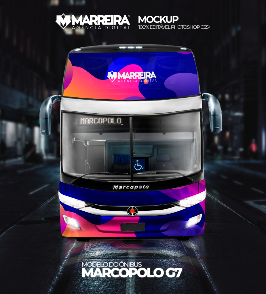 Mockup Ônibus Marcopolo – 100% Editável
