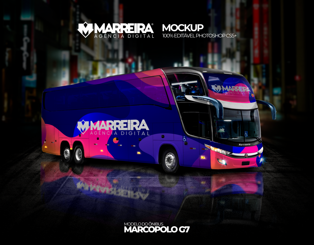 Mockup Ônibus Marcopolo – 100% Editável