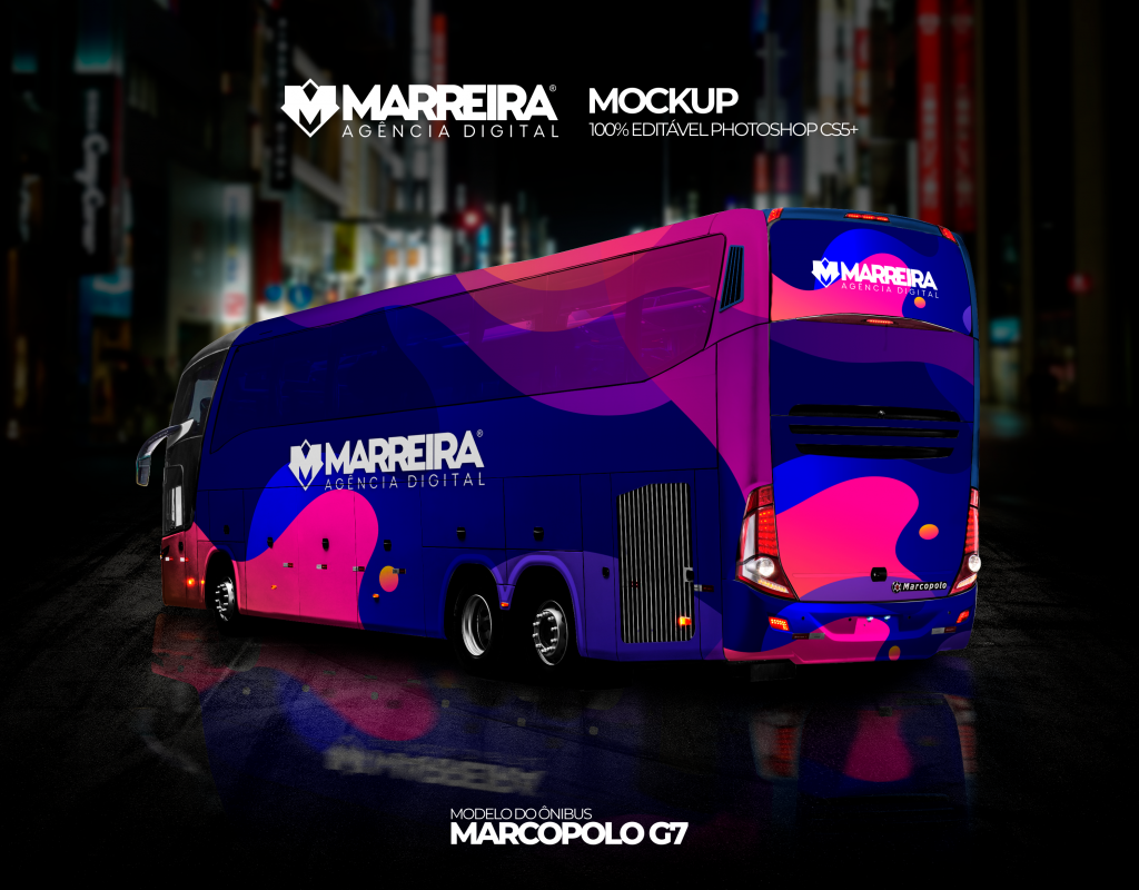 Mockup Ônibus Marcopolo – 100% Editável