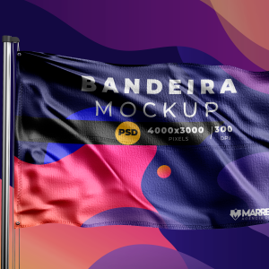Mockup Realístico de Bandeira - 100% Editável