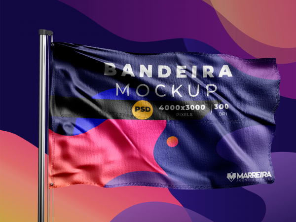 Mockup Realístico de Bandeira - 100% Editável
