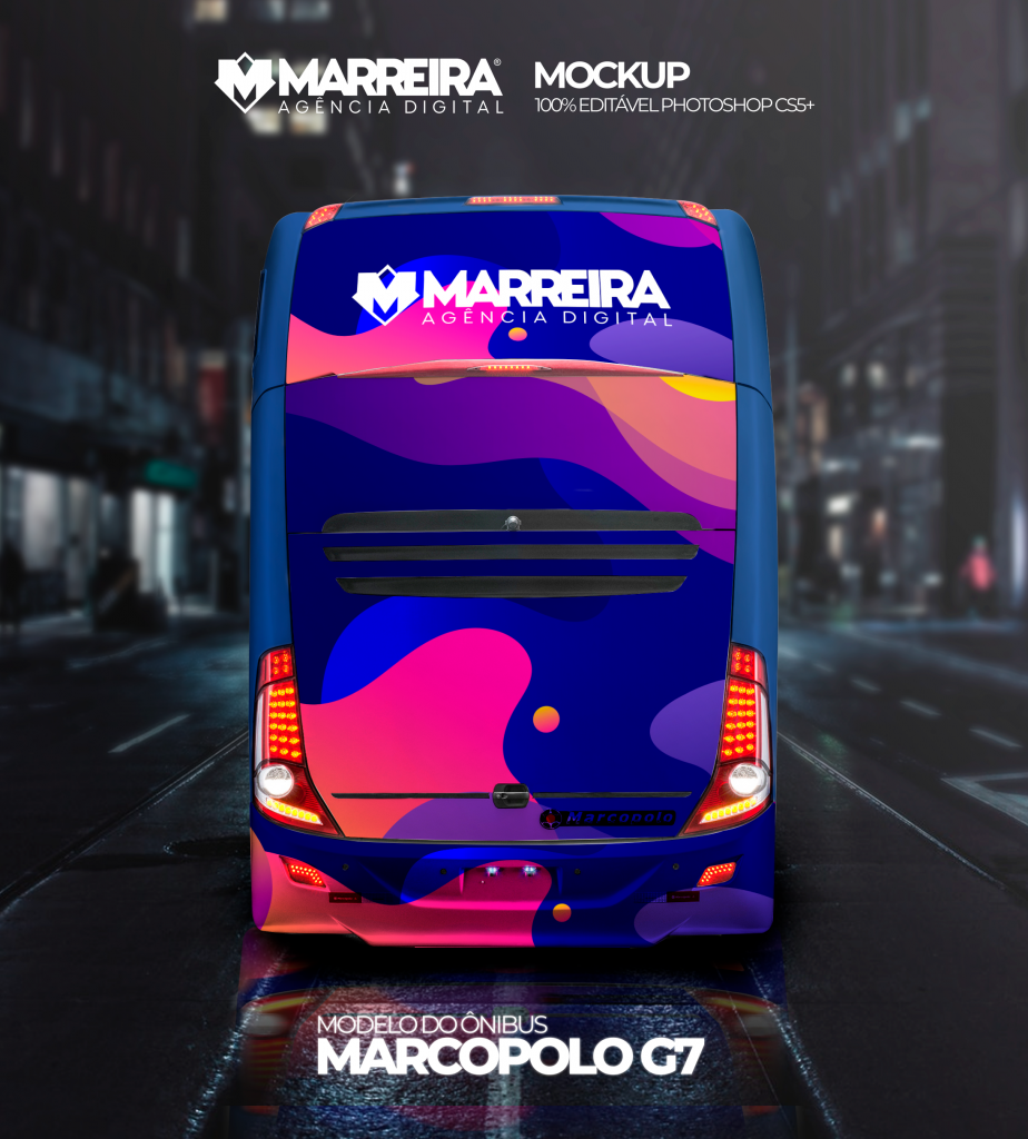 Mockup Ônibus Marcopolo – 100% Editável